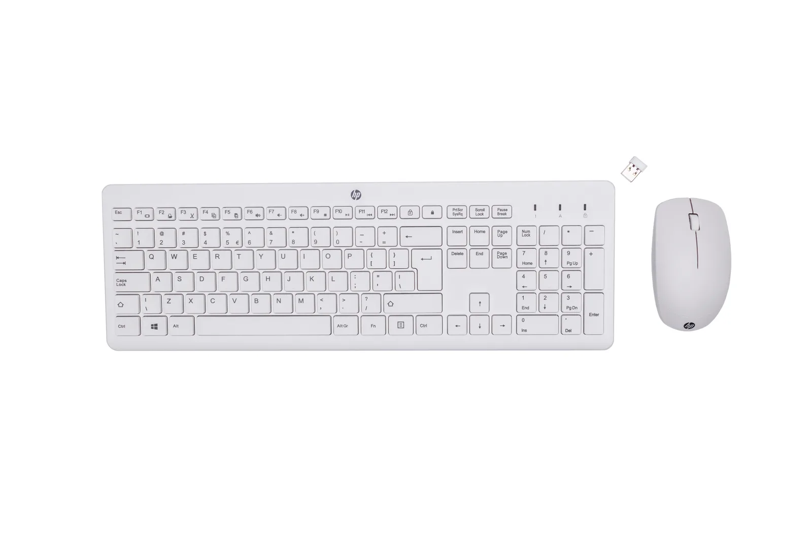 Keyboard and mouse set - wireless - 2.4 GHz - QWERTY - English - white - for HP 24; Laptop 14, 14s, 15, 15s, 17; Pavilio